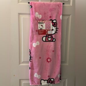 Hello Kitty pink white bows plush throw blanket